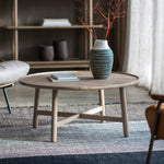 Kingham Rustic Round Coffee Table | Grey Oak