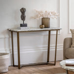 Lusso Faux Marble Top Console Table | Brass