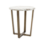 Lusso Round Faux Marble Top Side Table | Bronze