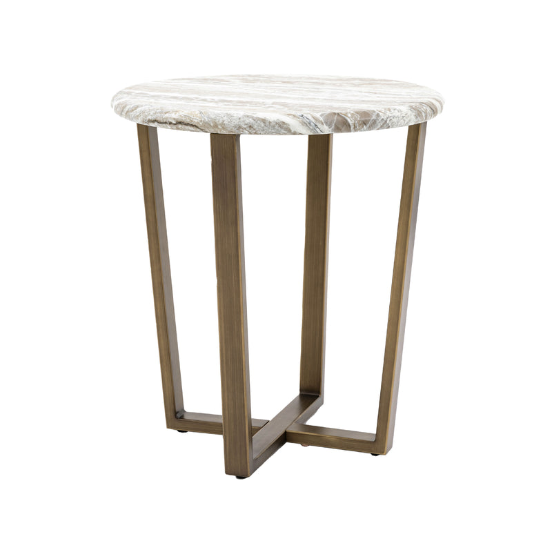 Lusso Round Faux Marble Top Side Table | Bronze