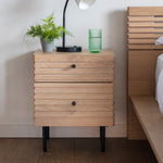 Okayama Japandi 2 Drawer Bedside Table | Natural Oak