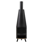 Outdoor Foligno Chiminea with Pizza Shelf | Black Iron | 50cm