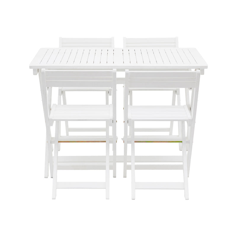 Outdoor Lindos 4 Seat Folding Dining Set | White Acacia