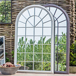 Outdoor Orlanda Mirror Gatehouse | Distressed White Metal | 131cm