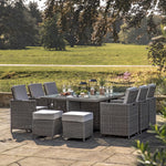 Outdoor Sovera 10 Seat Cube Dining Set | Grey Rattan