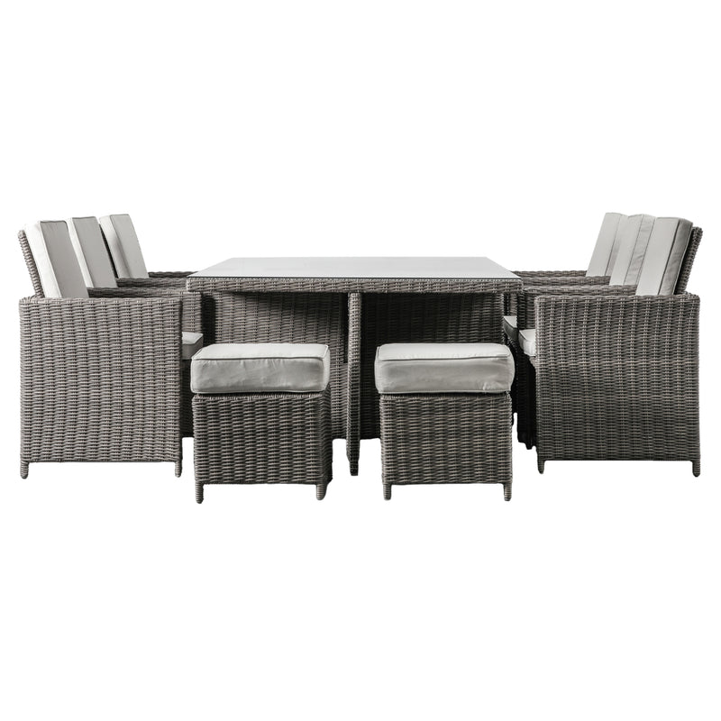 Outdoor Sovera 10 Seat Cube Dining Set | Grey Rattan