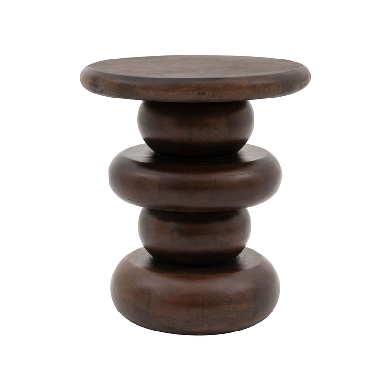 Sculpt Round Retro Side Table | Dark Mango Wood