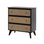 Skylar Rattan 3 Drawer Chest | Black/Natural