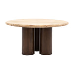 Trevi Round Stone Top Coffee Table | Dark Mango Wood