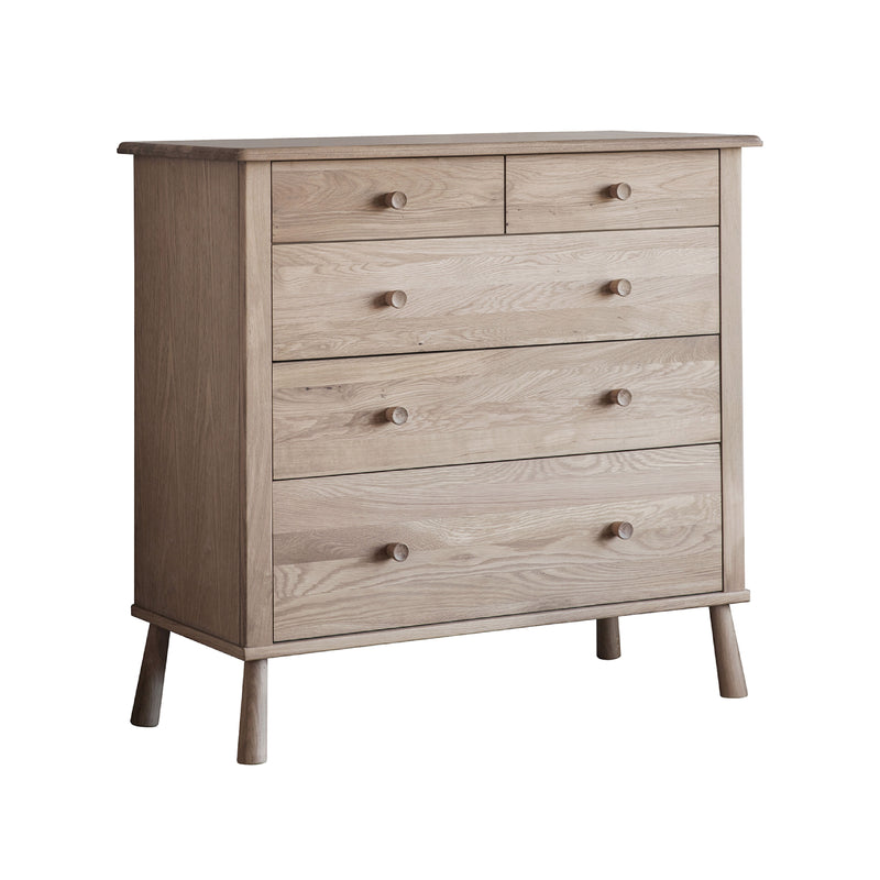 Wycombe Nordic 5 Drawer Chest | Natural Oak