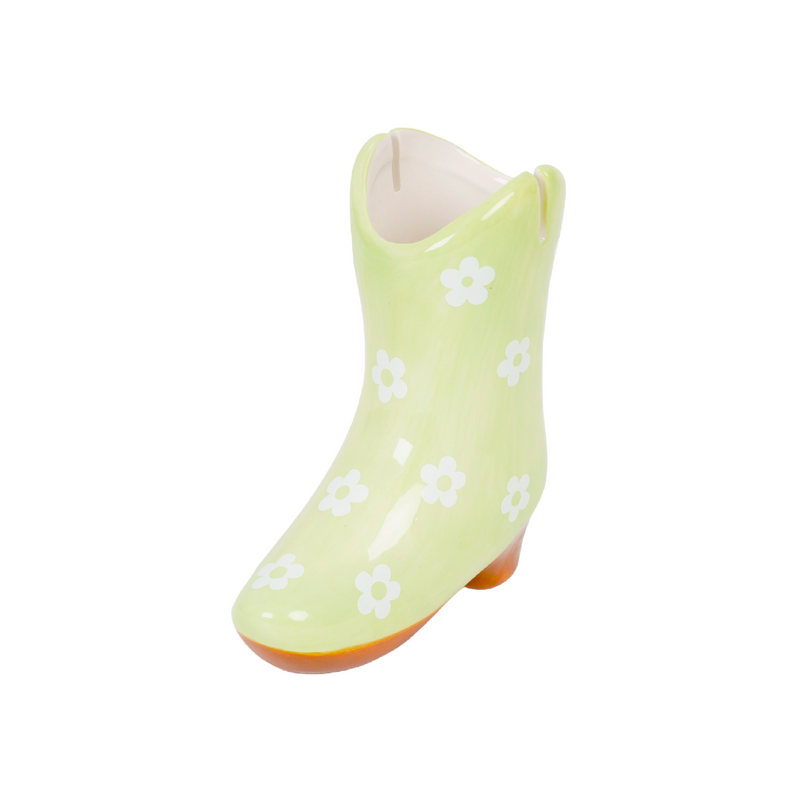 Ceramic Cowboy Boot Stationery Holder | Lime