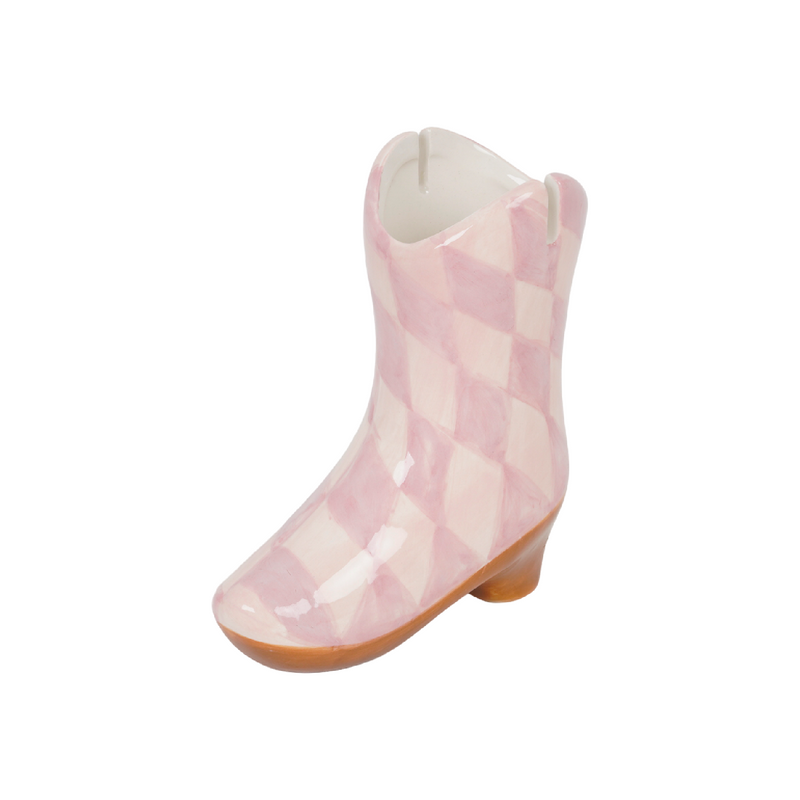 Ceramic Cowboy Boot Stationery Holder | Pink