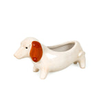 Dachshund Dog Planter | White