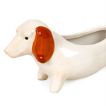 Dachshund Dog Planter | White