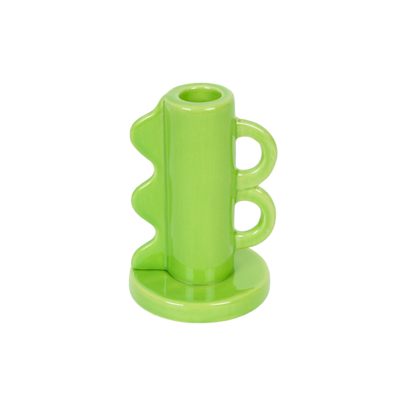 Retro Double Handle Candle Holder | Green