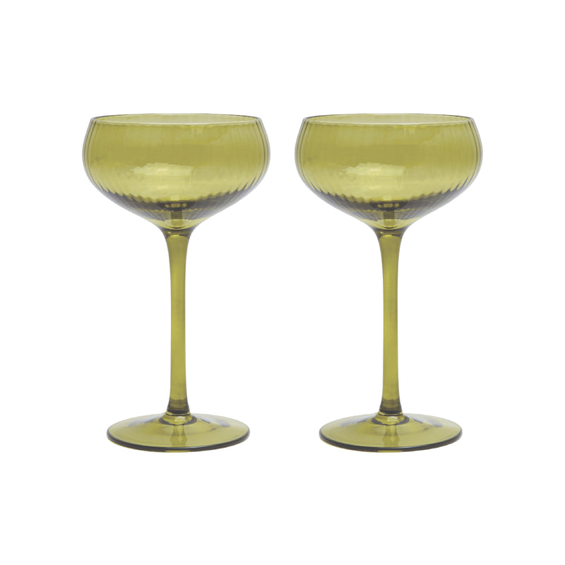 The Lou Coupe Cocktail Glasses | Olive | Set of 2