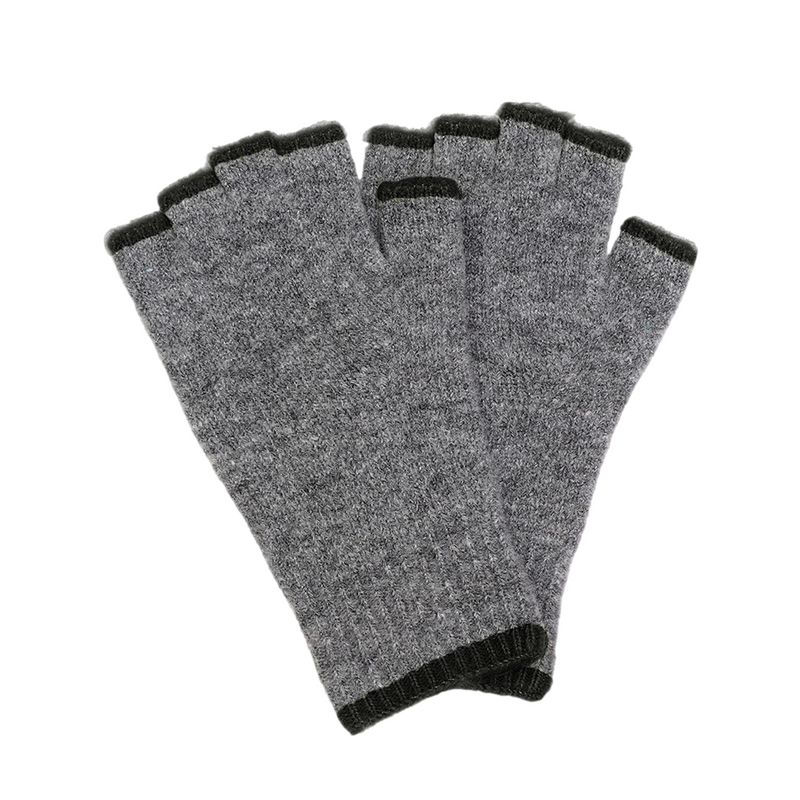 Men's Fingerless Gloves with Black Trim | Grey