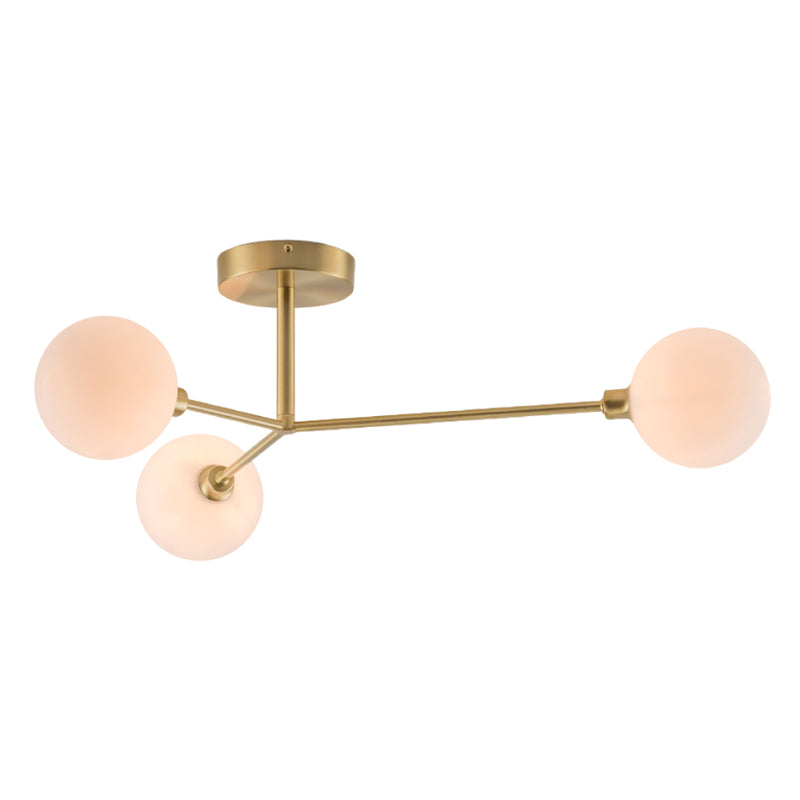 3 Shade Flush Ceiling Light | Brass