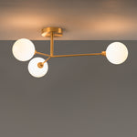 3 Shade Flush Ceiling Light | Brass