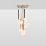 9 Shade Opal Ball Cluster Ceiling Light | Brass