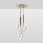 9 Shade Opal Ball Cluster Ceiling Light | Brass