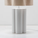 Ceramic Flower Table Lamp with Linen Shade | White