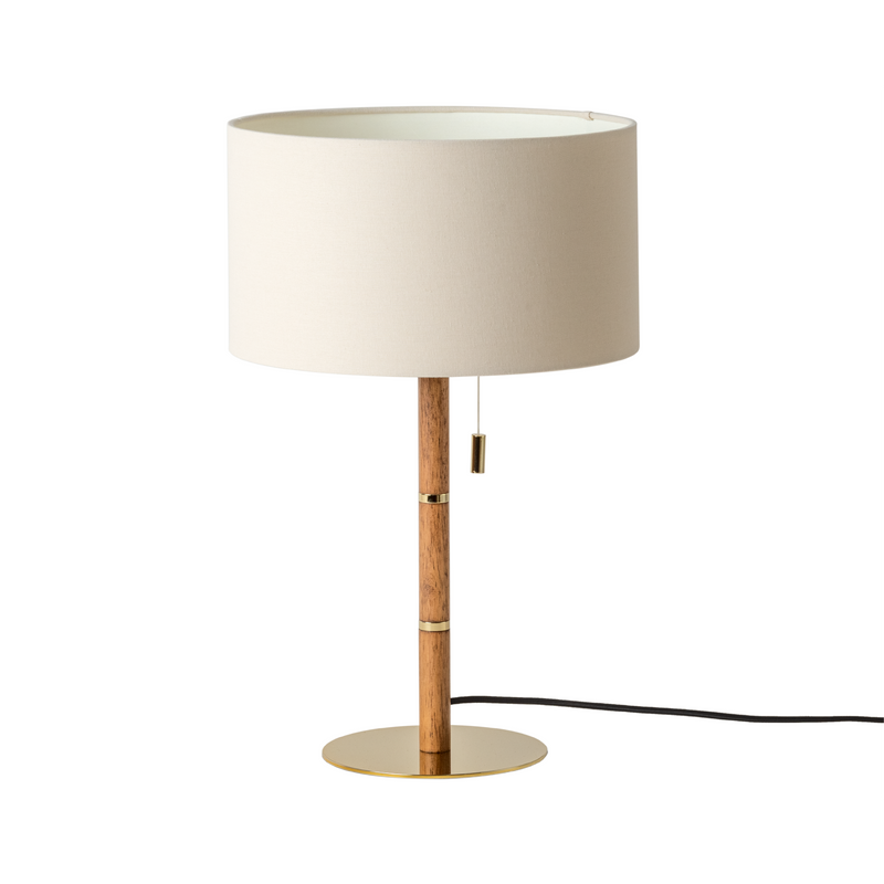 Wooden Disk Table Lamp | Brass