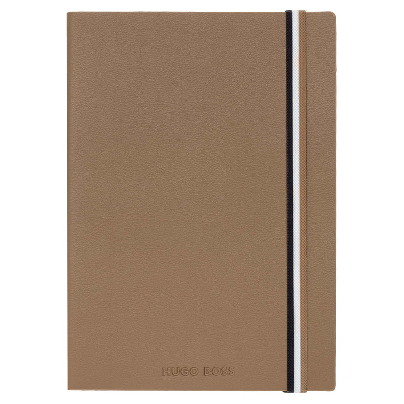 Iconic Plain A5 Notebook with Tricolour Strap | Camel