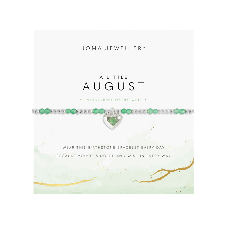 Birthstone A Little 'August' Aventurine Bracelet | Silver Plated