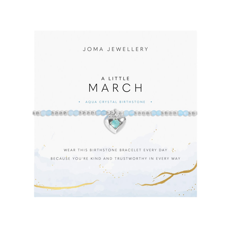 Birthstone A Little 'March' Aqua Crystal Bracelet | Silver Plated