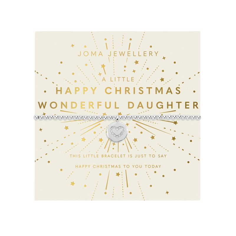 Children's Christmas A Little 'Happy Christmas Wonderful Daughter' Bracelet | Silver Plated