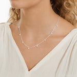 Halo Pearl CZ & Pearl Charm Necklace | Silver Plated