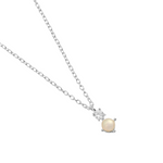 Halo Pearl CZ & Pearl Pendant Necklace | Silver Plated