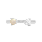 Halo Pearl CZ & Pearl Ring | Silver Plated