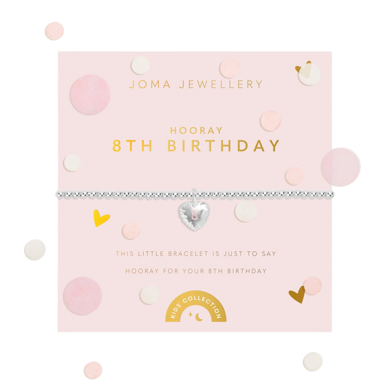 Kids' Confetti A Little '8th Birthday' Bracelet | Silver Plated