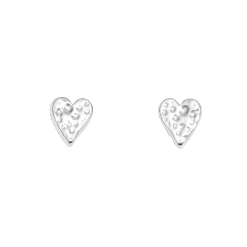 Lumia Hammered Heart Earrings | Silver Plated