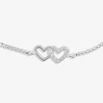 Mini Charms Pavé Linked Hearts Bracelet | Silver Plated