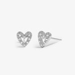 Mini Charms Pavé Offset Heart Earrings | Silver Plated