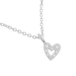 Mini Charms Pavé Offset Heart Necklace | Silver Plated