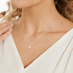 Mini Charms Pavé Offset Heart Necklace | Silver Plated