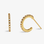 Mini Charms Three Tone Pavé Hoop Earrings | Silver, Gold & Rose Gold Plated