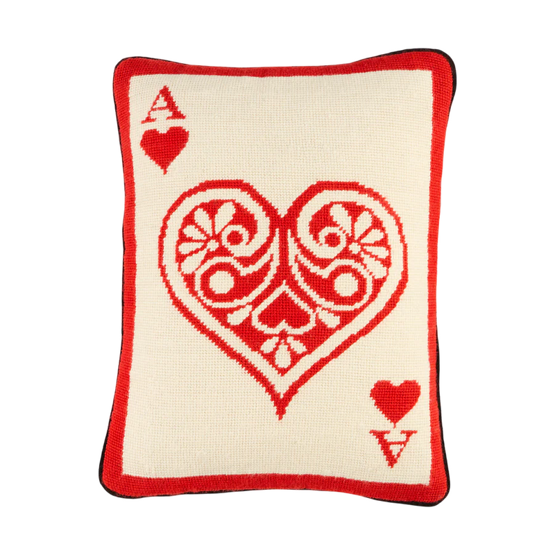 Dealer's Choice 'Ace of Hearts' Needlepoint Cushion | 30x40cm