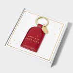 'Love Has Four Paws' Boxed Keyring | Garnet Red