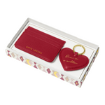 'One in a Million' Heart Keyring & Card Holder Set | Garnet Red