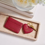 'One in a Million' Heart Keyring & Card Holder Set | Garnet Red