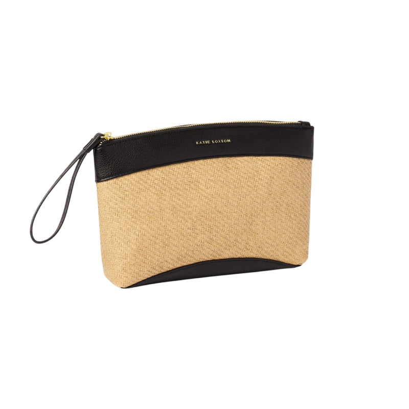 Riviera Raffia Wristlet Clutch | Raffia & Black