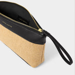 Riviera Raffia Wristlet Clutch | Raffia & Black