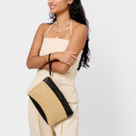 Riviera Raffia Wristlet Clutch | Raffia & Black