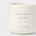 'Working Nine Till Wine' Porcelain Mug | White & Gold