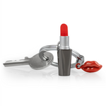 Lipstick with Lips Charm Keyring | Red